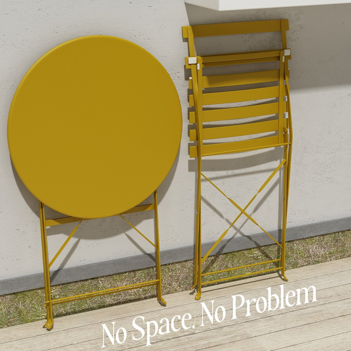 Pyramid Home Decor 3 Piece Foldable Steel Bistro Set