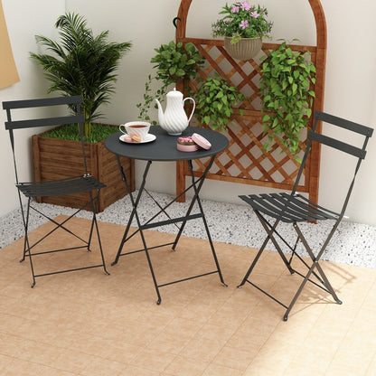 Pyramid Home Decor 3 Piece Foldable Steel Bistro Set