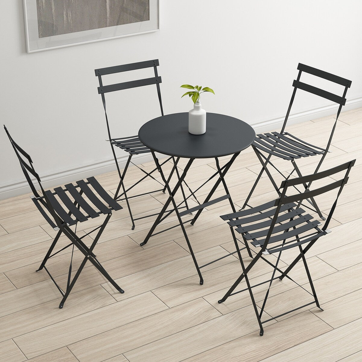 Pyramid Home Decor 3 Piece Foldable Steel Bistro Set