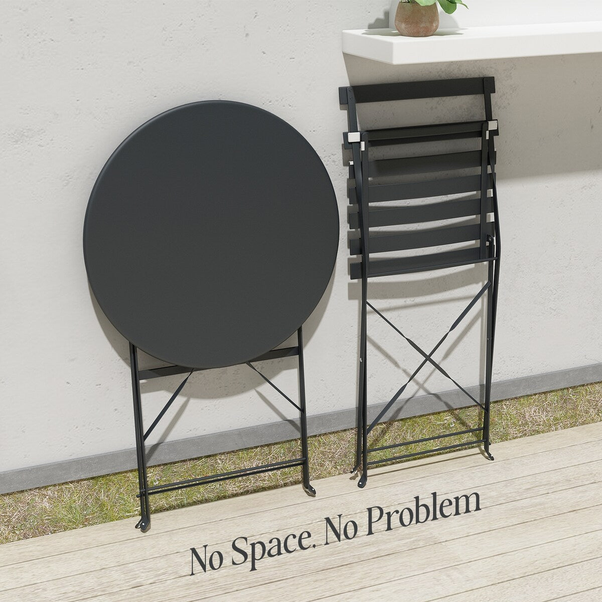 Pyramid Home Decor 3 Piece Foldable Steel Bistro Set