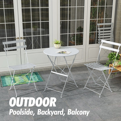 Pyramid Home Decor 3 Piece Foldable Steel Bistro Set