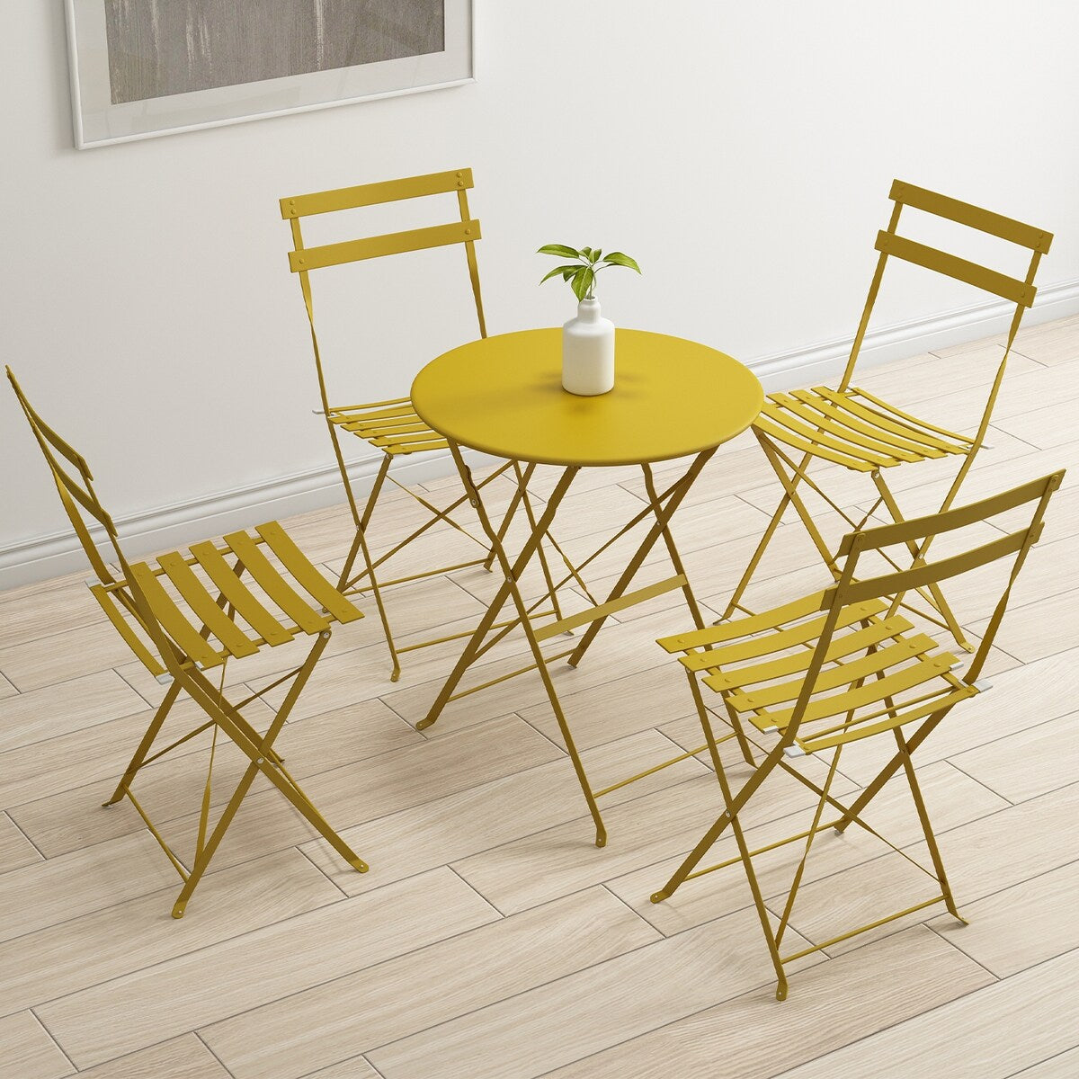 Pyramid Home Decor 3 Piece Foldable Steel Bistro Set