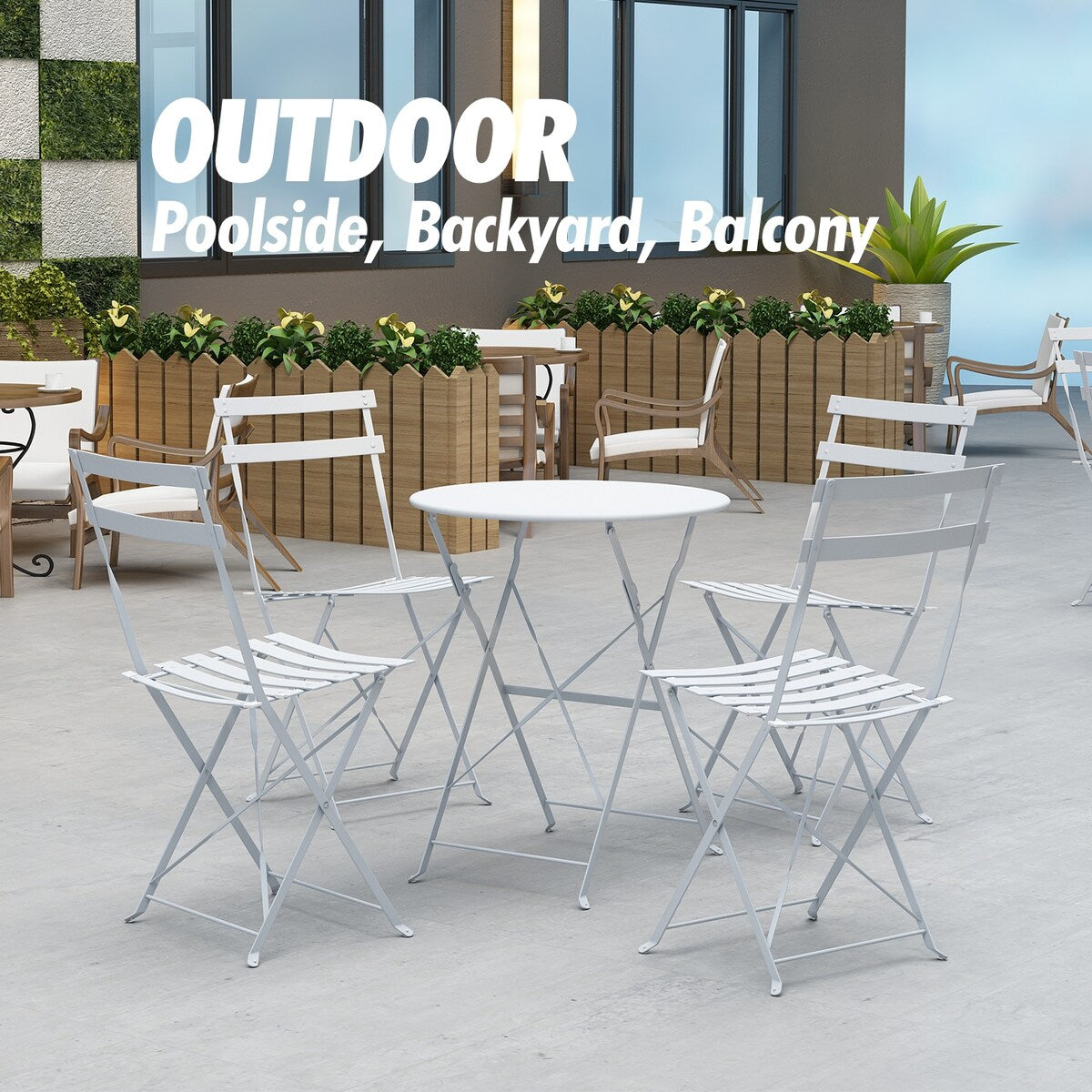 Pyramid Home Decor 3 Piece Foldable Steel Bistro Set