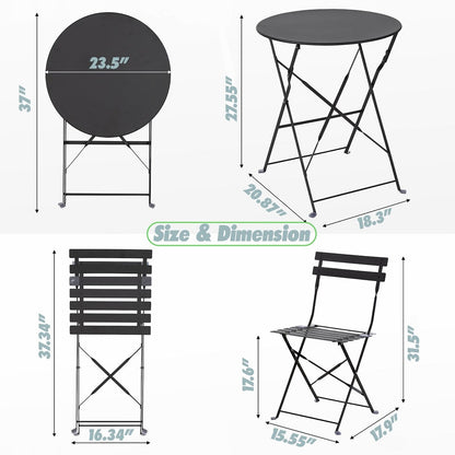 Pyramid Home Decor 3 Piece Foldable Steel Bistro Set