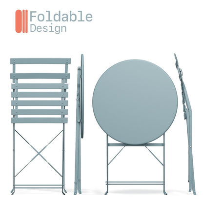 Pyramid Home Decor 3 Piece Foldable Steel Bistro Set