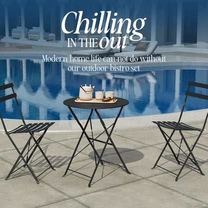 Pyramid Home Decor 3 Piece Foldable Steel Bistro Set