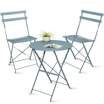 Pyramid Home Decor 3 Piece Foldable Steel Bistro Set