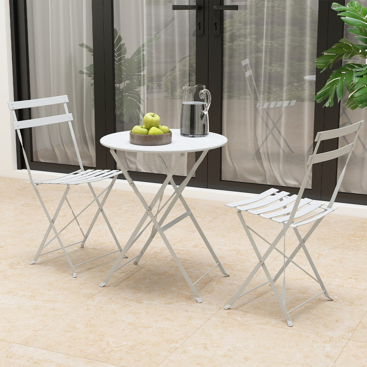 Pyramid Home Decor 3 Piece Foldable Steel Bistro Set
