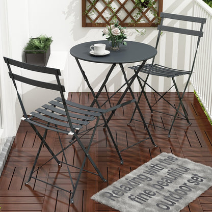 Pyramid Home Decor 3 Piece Foldable Steel Bistro Set