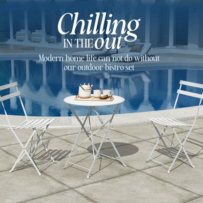 Pyramid Home Decor 3 Piece Foldable Steel Bistro Set