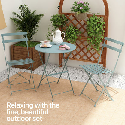 Pyramid Home Decor 3 Piece Foldable Steel Bistro Set