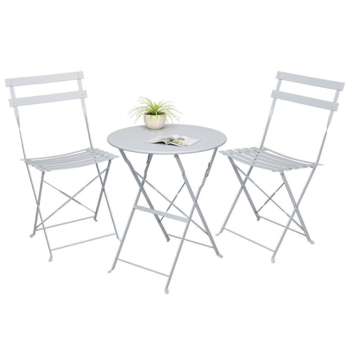 Pyramid Home Decor 3 Piece Foldable Steel Bistro Set