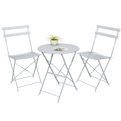 Pyramid Home Decor 3 Piece Foldable Steel Bistro Set