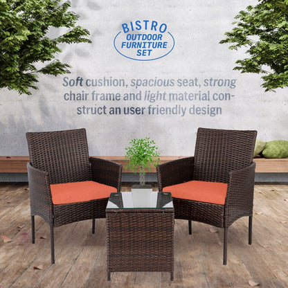 Pyramid Home Decor Rattan 3-piece Patio Bistro Set