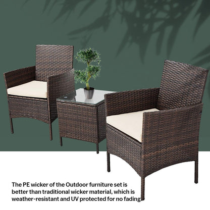 Pyramid Home Decor Rattan 3-piece Patio Bistro Set