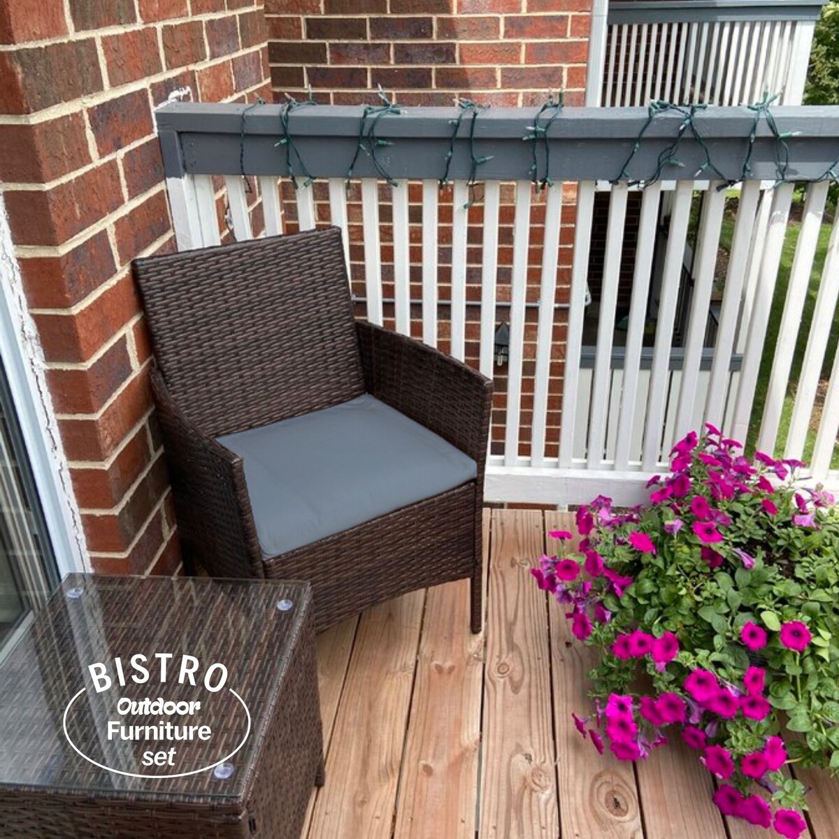 Pyramid Home Decor Rattan 3-piece Patio Bistro Set