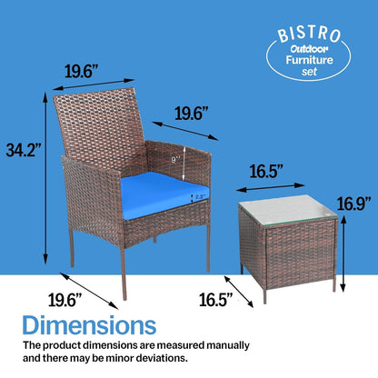 Pyramid Home Decor Rattan 3-piece Patio Bistro Set