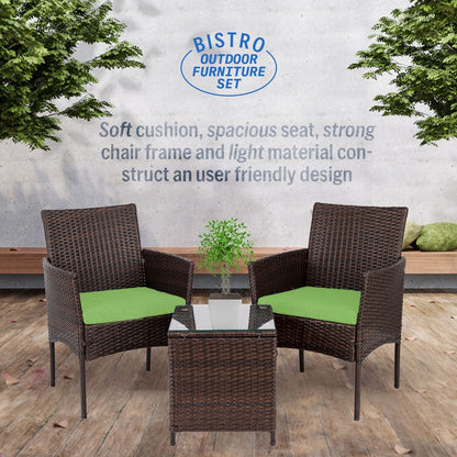 Pyramid Home Decor Rattan 3-piece Patio Bistro Set