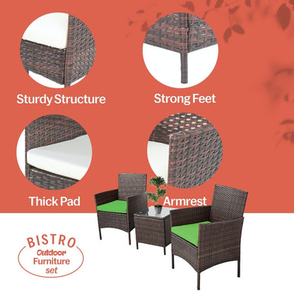 Pyramid Home Decor Rattan 3-piece Patio Bistro Set