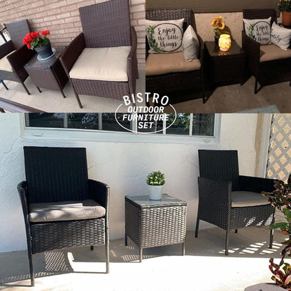 Pyramid Home Decor Rattan 3-piece Patio Bistro Set
