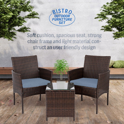 Pyramid Home Decor Rattan 3-piece Patio Bistro Set