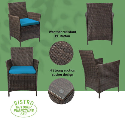 Pyramid Home Decor Rattan 3-piece Patio Bistro Set