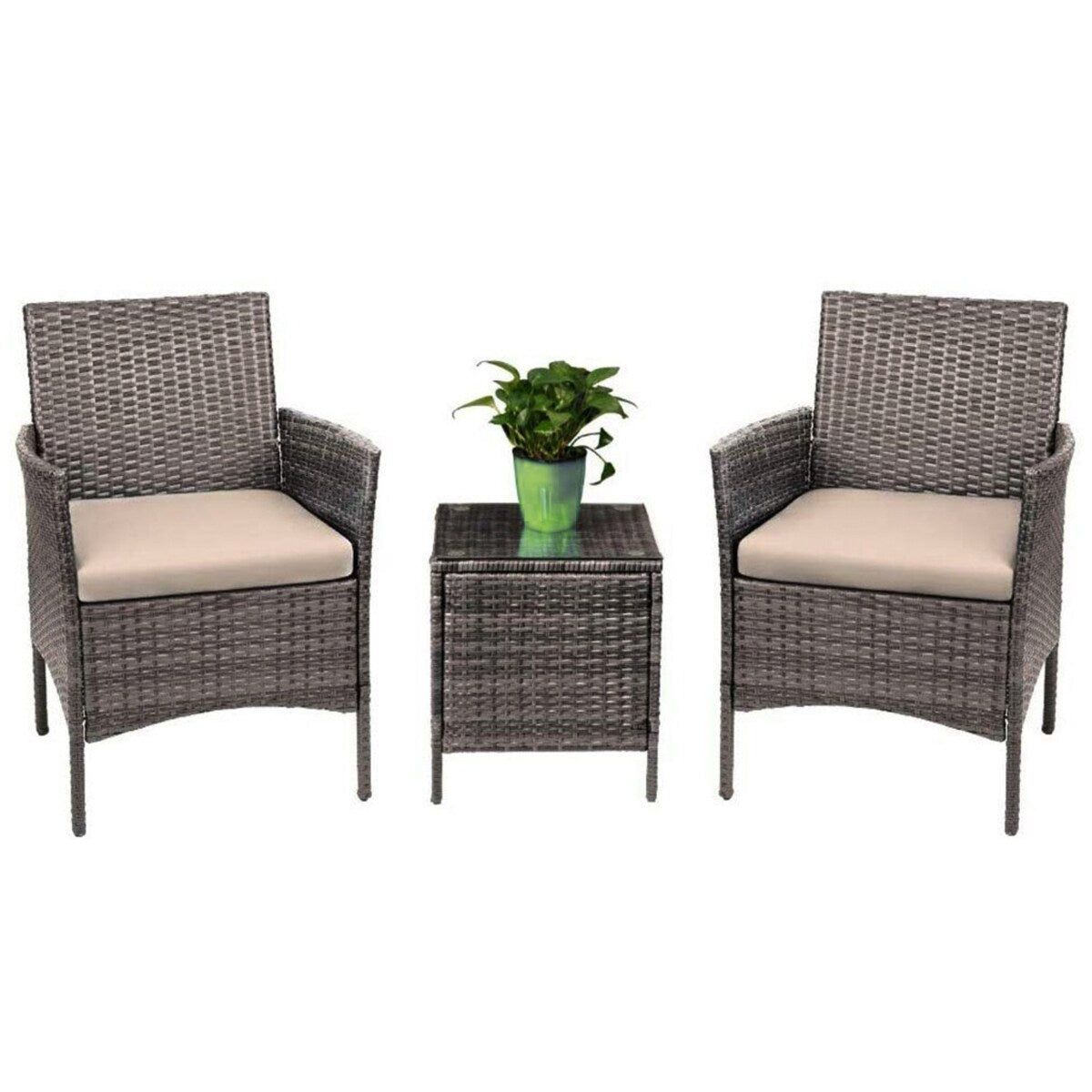 Pyramid Home Decor Rattan 3-piece Patio Bistro Set