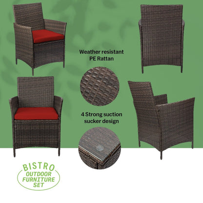 Pyramid Home Decor Rattan 3-piece Patio Bistro Set