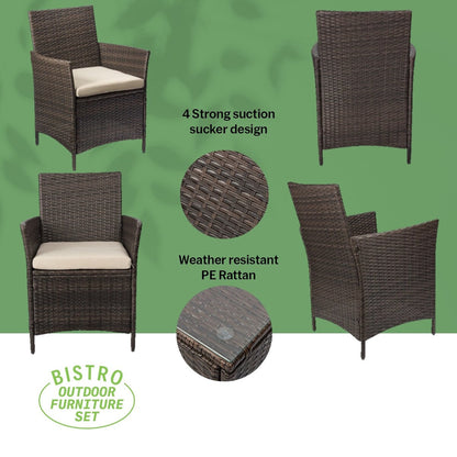 Pyramid Home Decor Rattan 3-piece Patio Bistro Set
