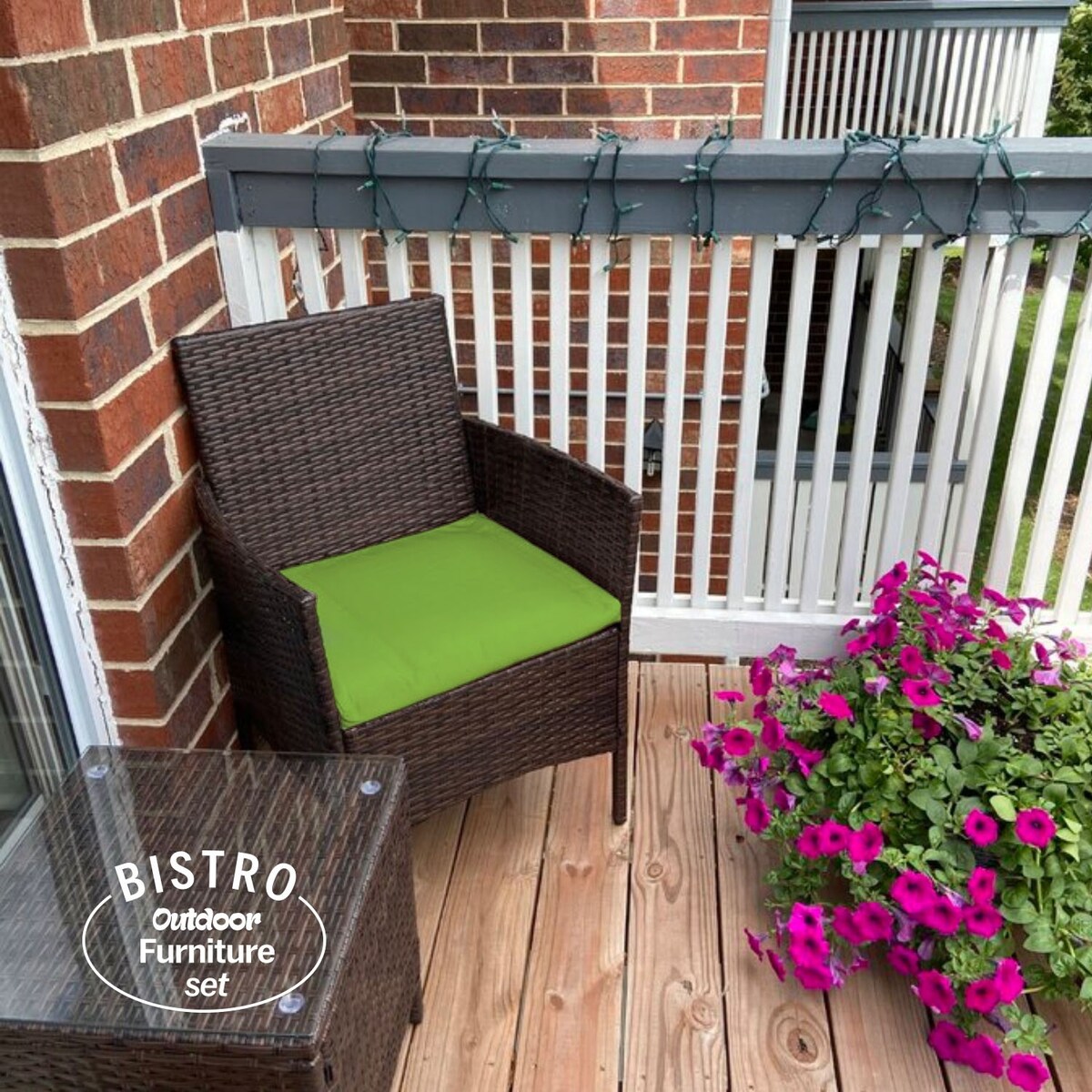 Pyramid Home Decor Rattan 3-piece Patio Bistro Set