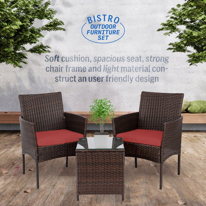 Pyramid Home Decor Rattan 3-piece Patio Bistro Set
