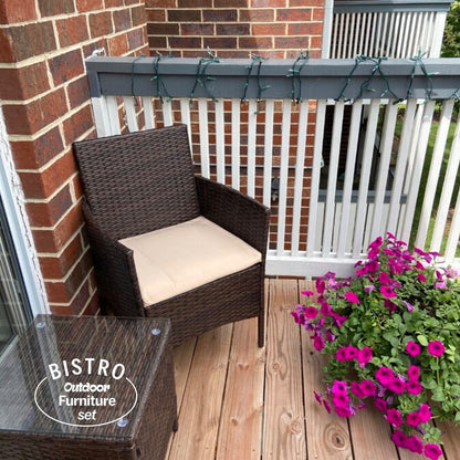 Pyramid Home Decor Rattan 3-piece Patio Bistro Set