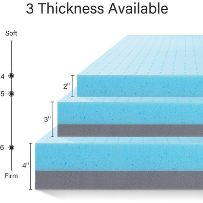Queen Mattress Topper, 3 Inch Gel Infused Memory Foam Mattress Topper, Cooling Mattress Pad for Pressure Relief Back Pain