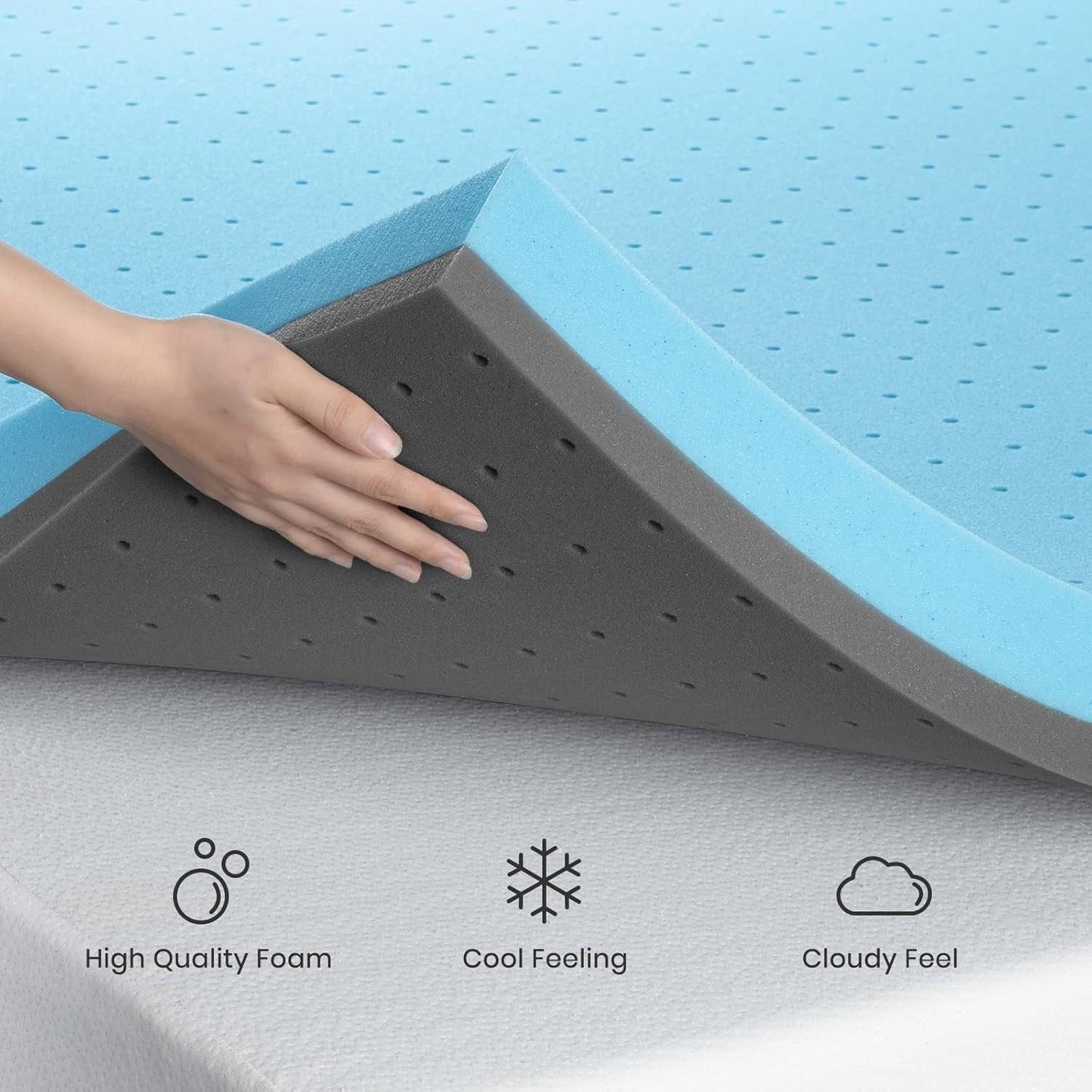 Queen Mattress Topper, 4 Inch Gel Infused Memory Foam Mattress Topper, Cooling Mattress Pad for Pressure Relief Back Pain