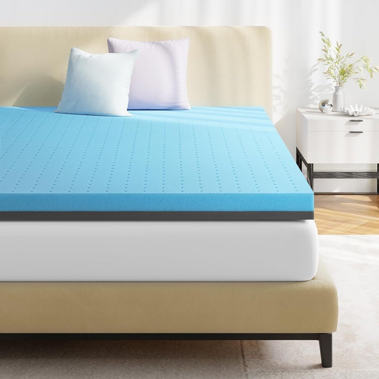 Queen Mattress Topper,2 Inch Gel Infused Memory Foam Mattress Topper, Cooling Mattress Pad for Pressure Relief Back Pain