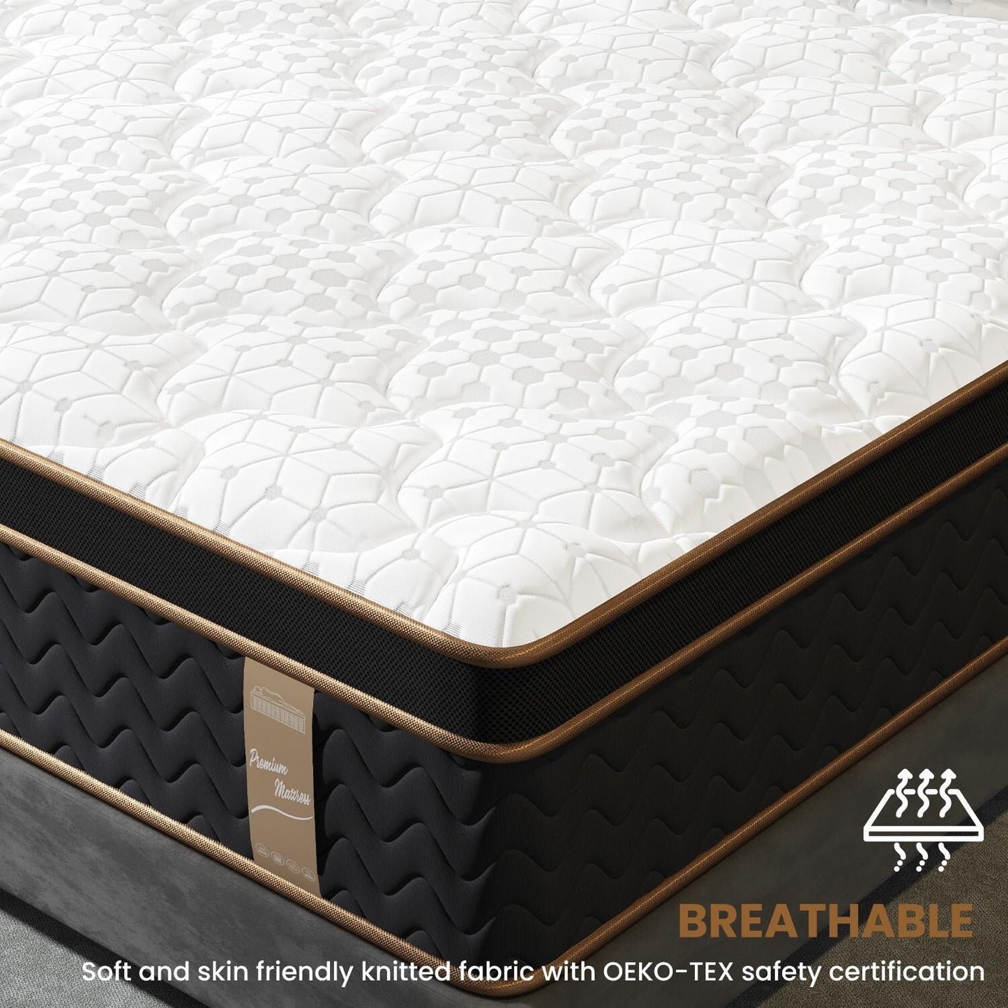 Queen Mattress, 10 Inch Plush Hybrid Mattress with Gel Memory Foam, Fiberglass-Free Mattress in a Box