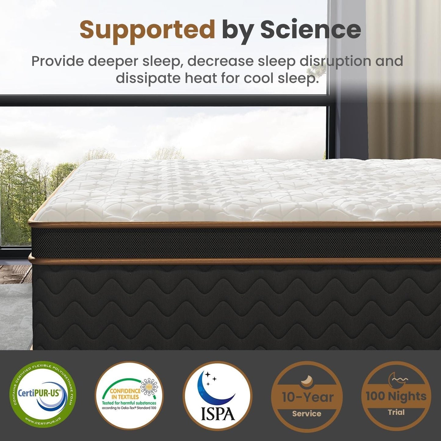 Queen Mattress, 10 Inch Plush Hybrid Mattress with Gel Memory Foam, Fiberglass-Free Mattress in a Box