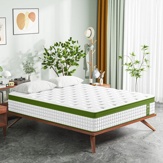 Queen Mattress, 12 Inch Hybrid Mattress in a Box with Gel Memory Foam and Pocket Springs, Pressure Relief & Motion Isolation