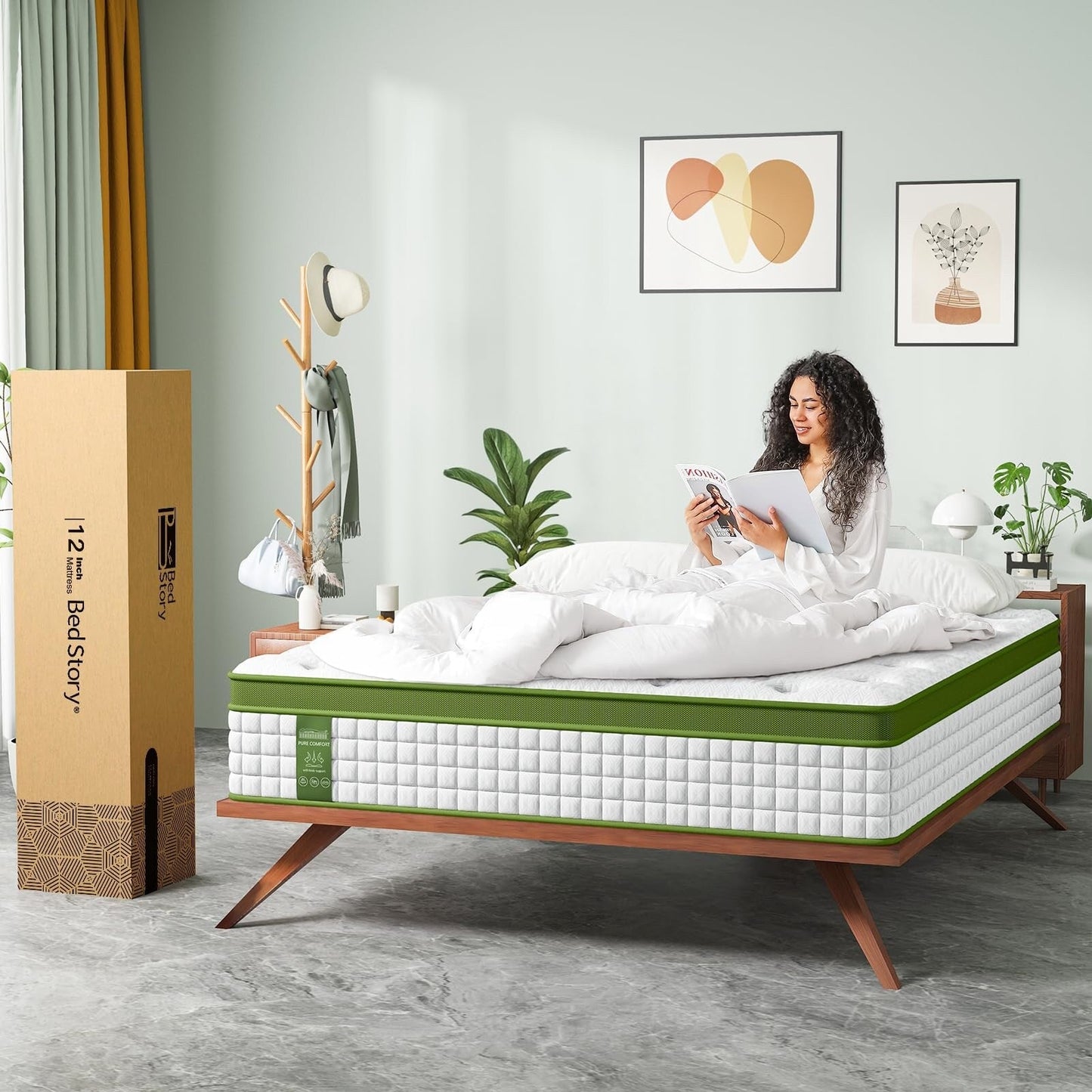 Queen Mattress, 12 Inch Hybrid Mattress in a Box with Gel Memory Foam and Pocket Springs, Pressure Relief & Motion Isolation