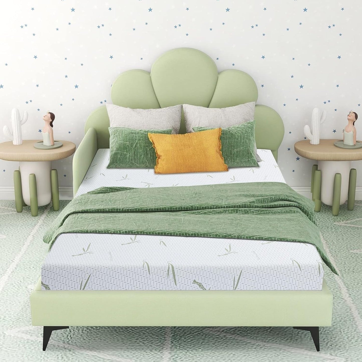 Queen Mattress, 6 Inch Memory Foam, Breathable Bamboo Cover, Medium Firm Green Tea Gel