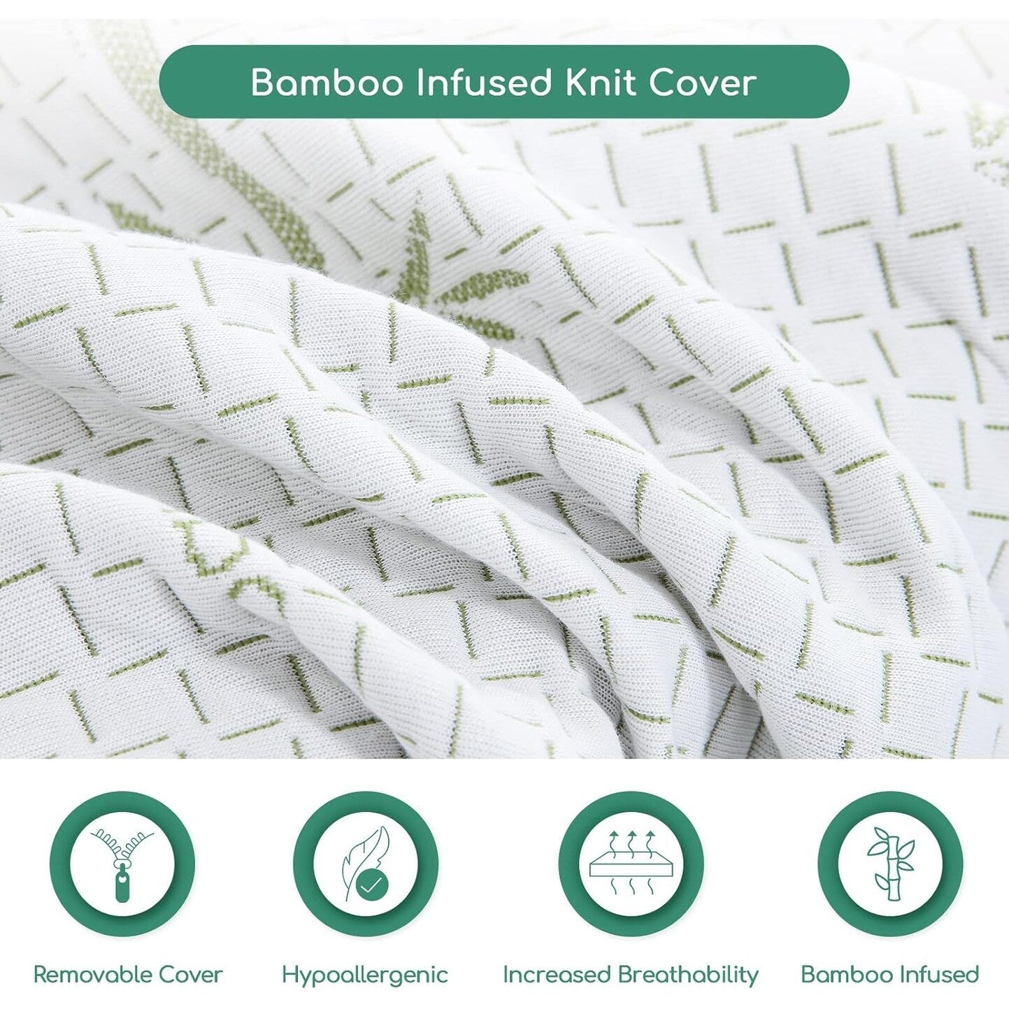 Queen Mattress, 6 Inch Memory Foam, Breathable Bamboo Cover, Medium Firm Green Tea Gel