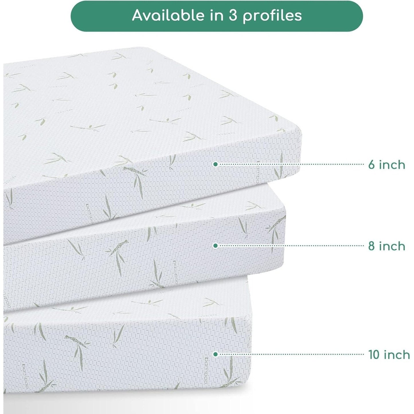 Queen Mattress, 6 Inch Memory Foam, Breathable Bamboo Cover, Medium Firm Green Tea Gel