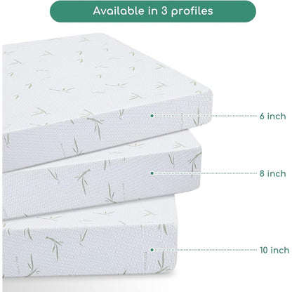 Queen Mattress, 6 Inch Memory Foam, Breathable Bamboo Cover, Medium Firm Green Tea Gel