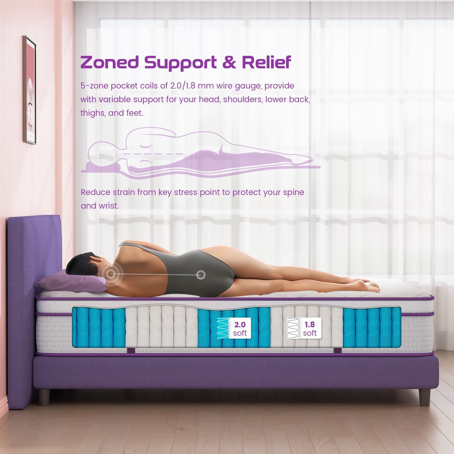 Queen Mattress,10 Inch Hybrid Memory Foam Mattress,Different Color Optional