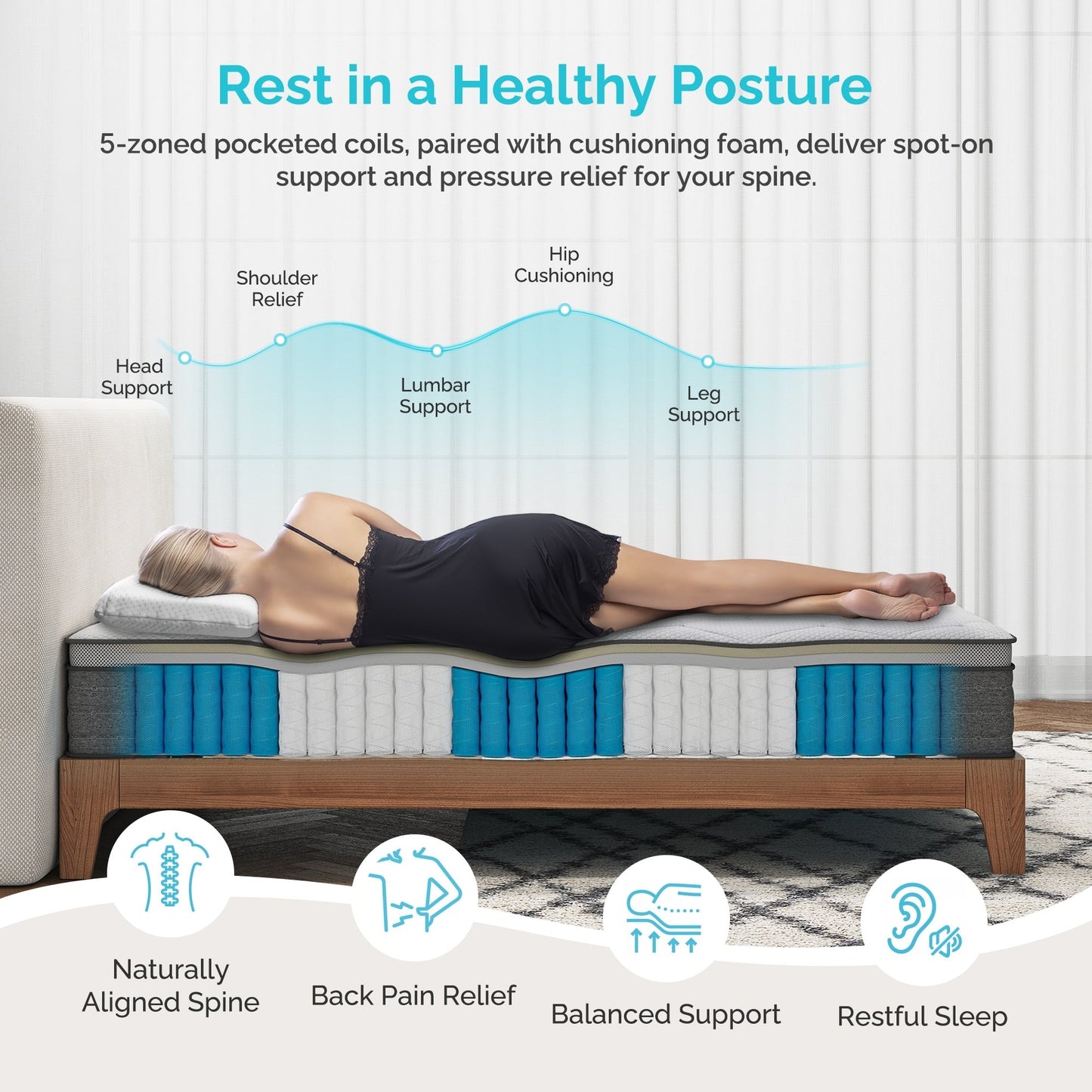 Queen Mattress,10 Inch Hybrid Memory Foam Mattress,Different Color Optional