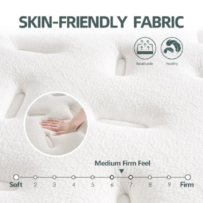Queen Mattress,10 Inch Hybrid Tight top Mattress, Memory Foam Pocket Spring Mattress Sleep Supportive & Pressure Relief