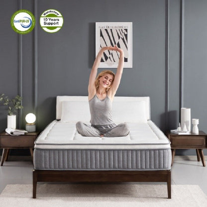 Queen Mattress,10 Inch Hybrid Tight top Mattress, Memory Foam Pocket Spring Mattress Sleep Supportive & Pressure Relief