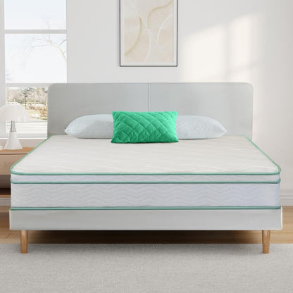 Queen Size- 10-inch Cool Gel Memory Foam Innerspring Hybrid Mattress, Heavy-duty Tempered Steel Coils, Breathability