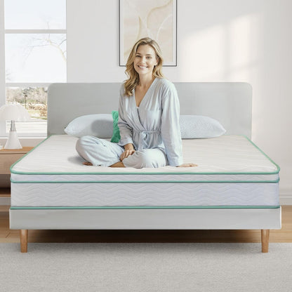 Queen Size- 10-inch Cool Gel Memory Foam Innerspring Hybrid Mattress, Heavy-duty Tempered Steel Coils, Breathability