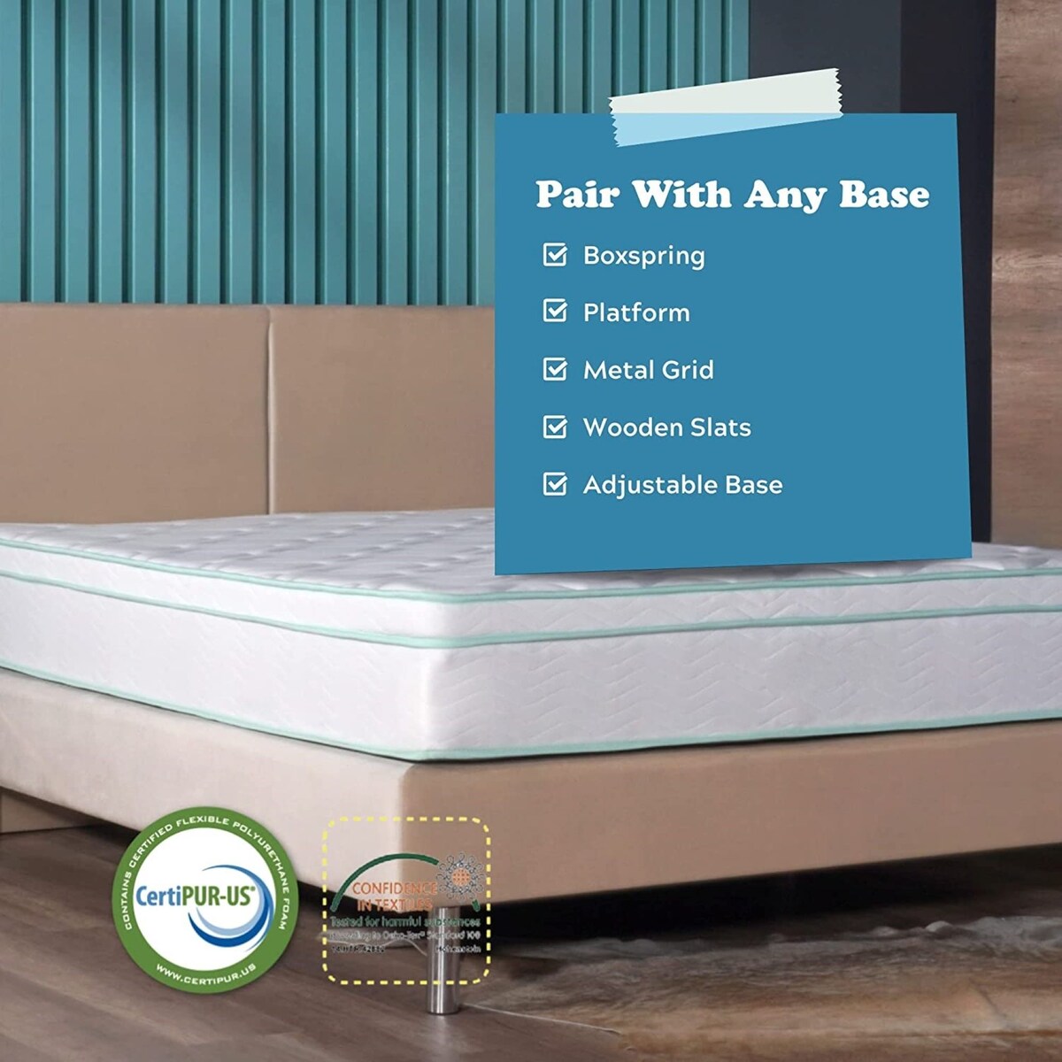 Queen Size- 10-inch Cool Gel Memory Foam Innerspring Hybrid Mattress, Heavy-duty Tempered Steel Coils, Breathability
